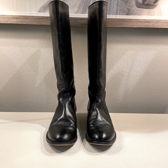 Frye Shoes - Frye “Melissa” Black Leather Zip Boots